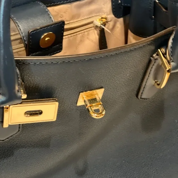 MICHAEL KORS HAMILTON MED SATCHEL- NAVY - Picture 10 of 15